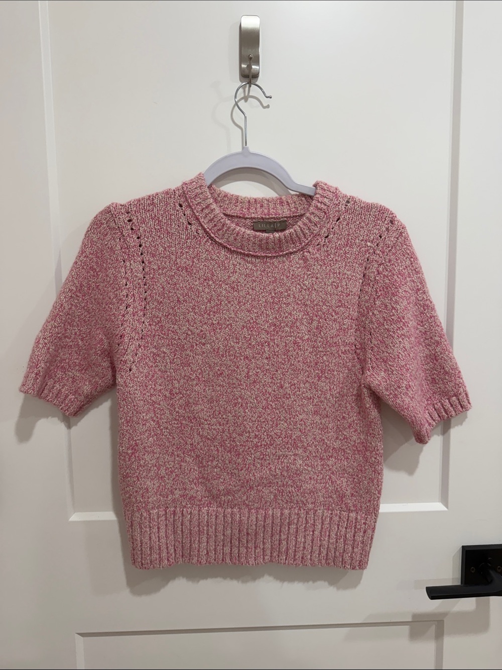Pink short sleeve sweater